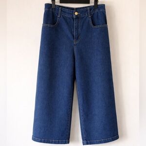 Belle Poque Wide-Leg Denim Capris Elastic Waist Stretch L 12–14